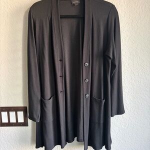 J. Jill Charcoal Button-Up Cardigan